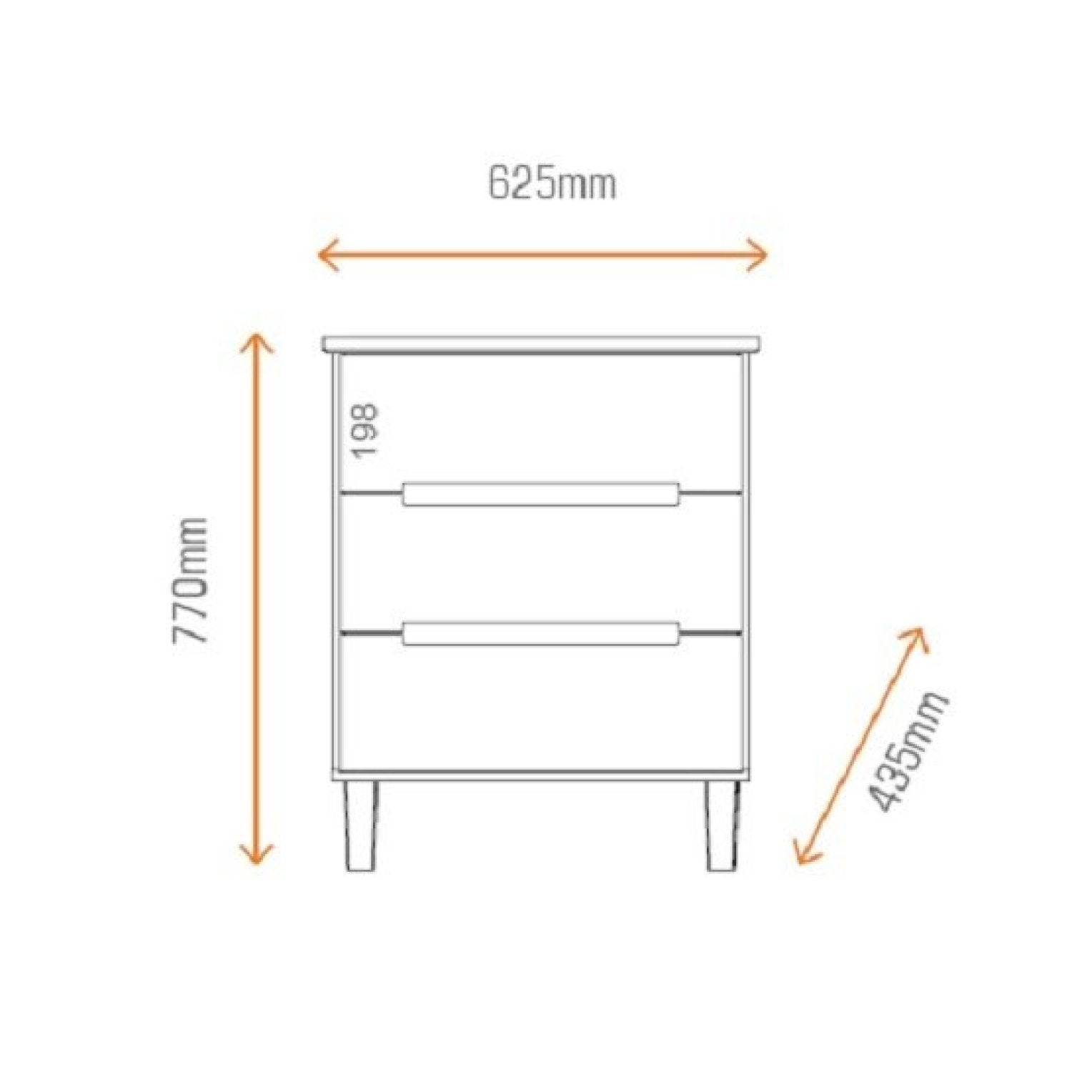 Mesa Cabeceira 3 Gavetas Logan Branco/Olmo Italiano