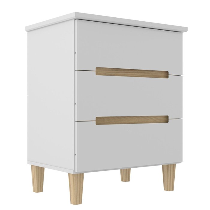 Mesa Cabeceira 3 Gavetas Logan Branco/Olmo Italiano