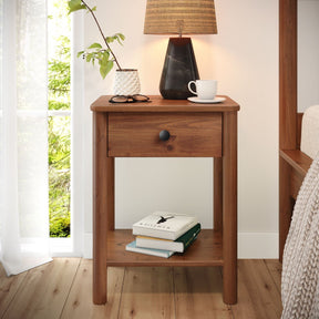Mesa de Cabeceira Quarto Madeira 1 Gaveta Moderna Apoana Castanho Nogal