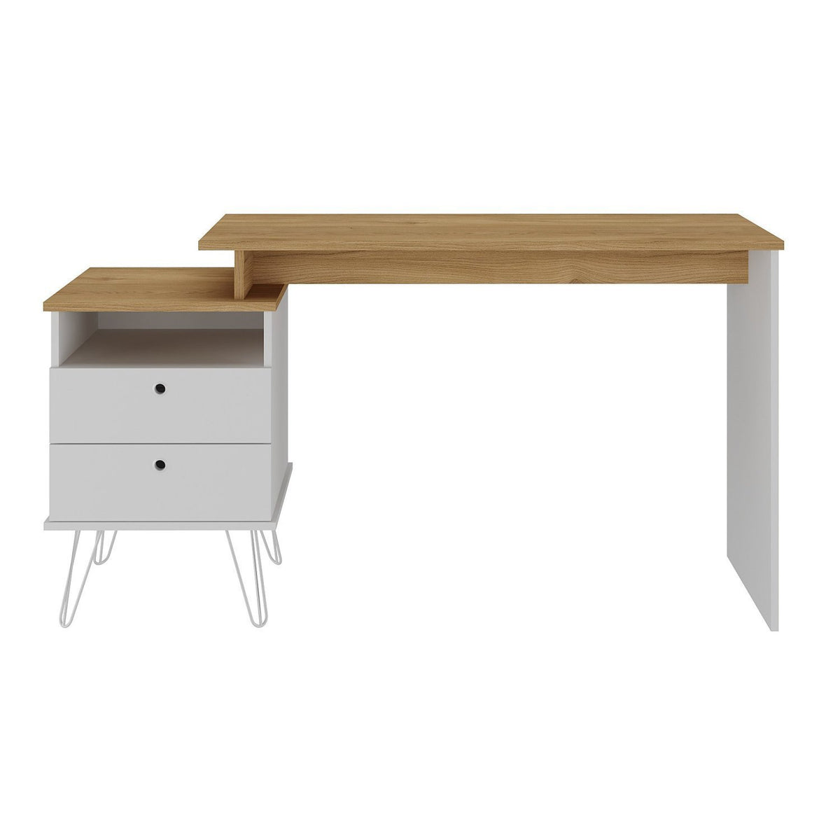 Escrivaninha com Regulagem Estilo Industrial 2 Gavetas Plus Olmo/Branco