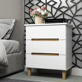 Mesa Cabeceira 3 Gavetas Logan Branco/Olmo Italiano