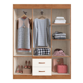 Guarda-Roupa Casal Riveira 6 Portas 2 Gavetas Off White/Nogueira - Doripel