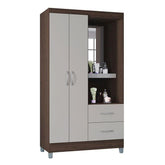 Guarda Roupa Solteiro Ambiente Cordoba 2 Portas Chocolate Off White - Poquema