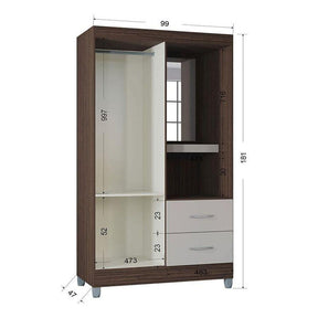 Guarda Roupa Solteiro Ambiente Cordoba 2 Portas Chocolate Off White - Poquema
